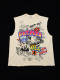 Sleeveless Graffiti Shirt - Cream