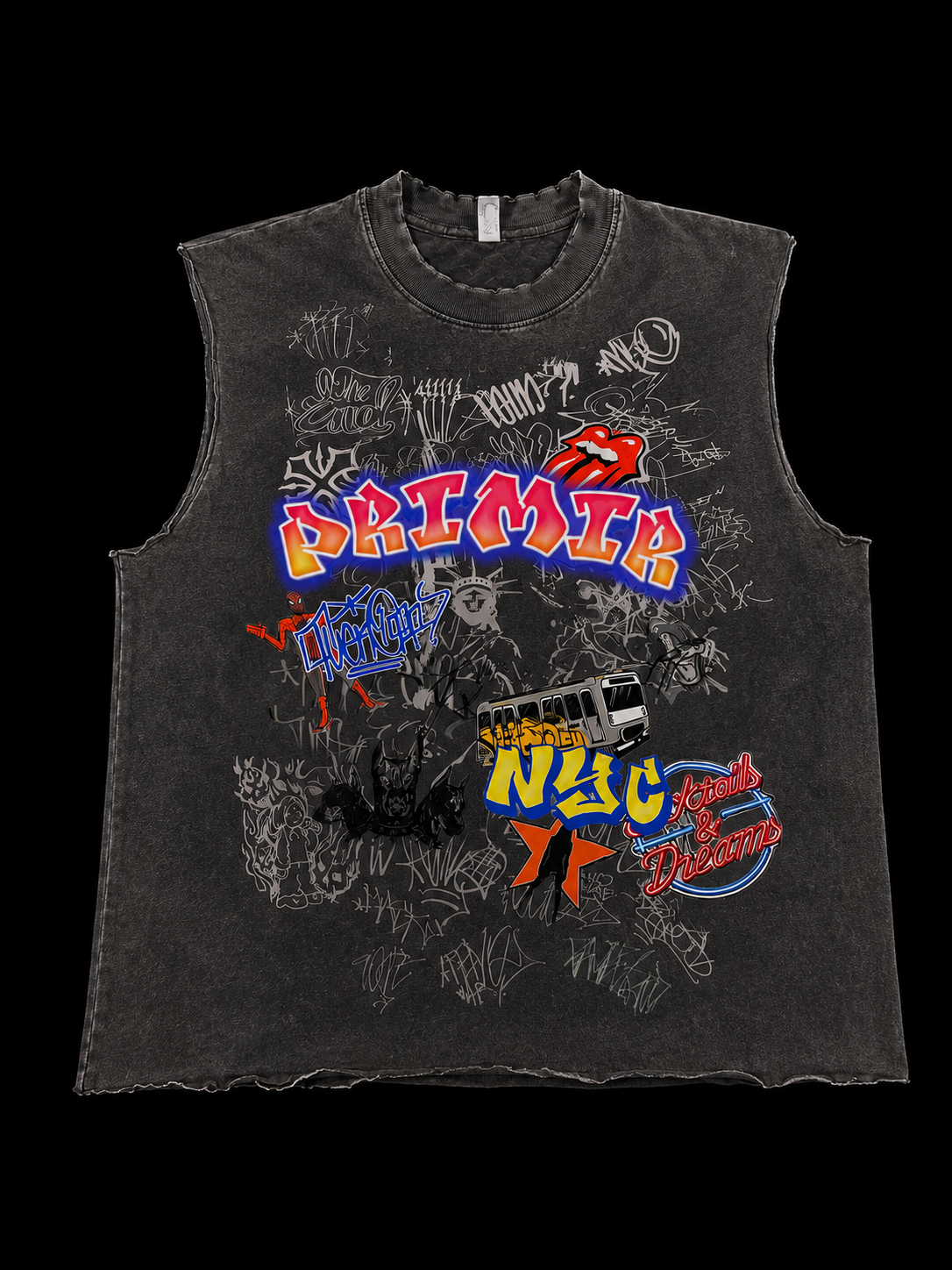 PRMR NY Sleeveless Graffiti - Charcol